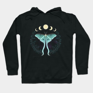 Luna Moth Botanical Moon Phase Hoodie